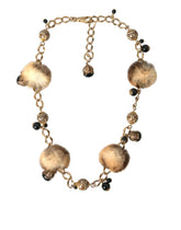 Dolce & Gabbana Gold Brass Leopard Fur Pearl Collier Chain Belt -   -  Dolce & Gabbana.